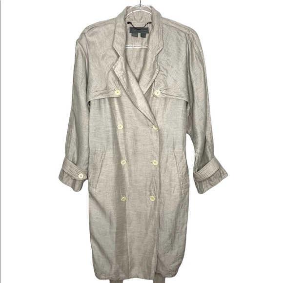 Proenza Schouler | Linen Viscose Trench Coat in Natural Beige 4 - Picture 4 of 8